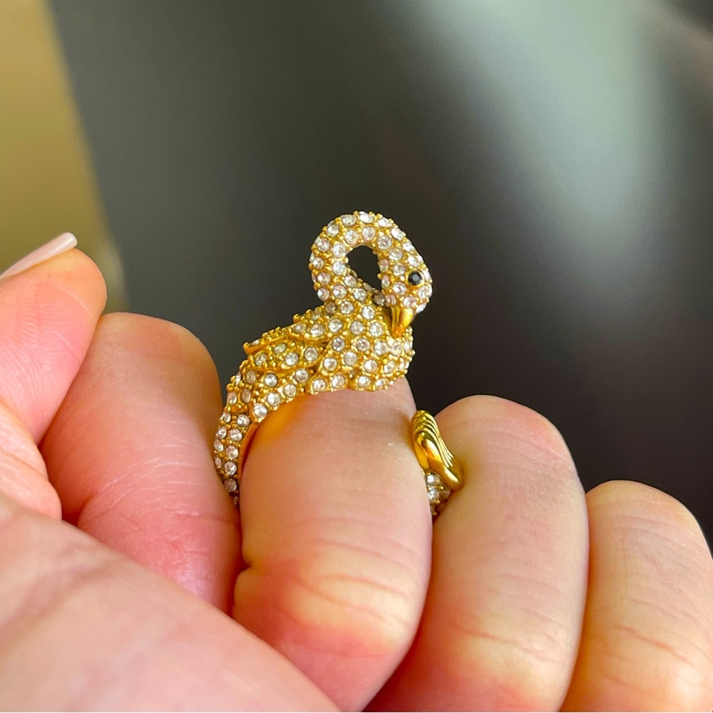 Kate Spade Pave Crystal Swan Ring Size 5